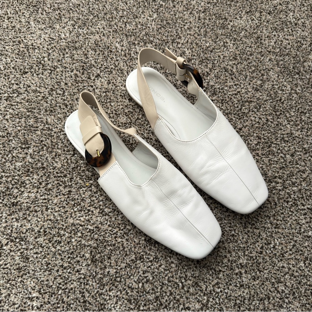 Vince White Leather Sling Back Flats - Picture 2 of 5